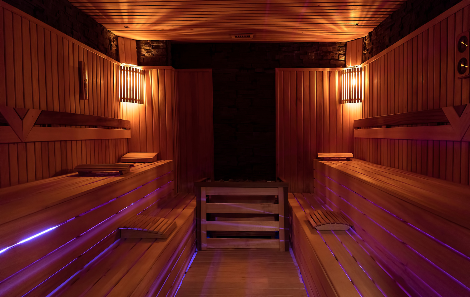 Sauna room in spa wellness center